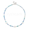 2Pcs 2 Color Glass & Natural Shell Star Beaded Necklaces Set NJEW-JN04646-02-5