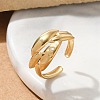 304 Stainless Steel Leaf Open Cuff Rings for Unisex RJEW-Q003-04G-1