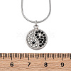 304 Stainless Steel Crystal & Jet Rhinestone Yin-yang Pendant Round Snake Chain Necklaces for Women NJEW-Z044-12P-5