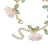 Flower Leaf Shell Pearl & Acrylic Charm Bracelets BJEW-TA00535-03-4