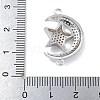 Rack Plating Brass Micro Pave Clear Cubic Zirconia Moon with Star Connector Charms KK-A234-056P-3