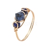 3Pcs 3 Styles Natural Sodalite & Rose Quartz & Obsidian & Lapis Lazuli Finger Rings RJEW-JR00798-3