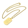 304 Stainless Steel Curb Chain Rectangle with Dragon Pendant Necklaces for Women NJEW-M008-03G-2