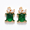 Brass Cubic Zirconia & Glass Charms KK-T049-058G-01-NF-1