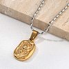 304 Stainless Steel Rose Pendant Necklaces for Women NJEW-S439-01B-GP-2