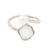 Adjustable Brass White Shell Cuff Rings SH-CBA3B38-01P-4