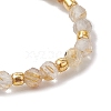 Natural Gold Rutilated Quartz Beaded Stretch Rings for Women RJEW-JR00868-11-4