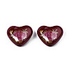 Flower Printed Opaque Acrylic Heart Beads SACR-S305-28-L04-2
