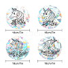 Gorgecraft 4Pcs Round with Unicorn Waterproof PVC Electrostatic Wall Stickers DIY-GF0003-72-2