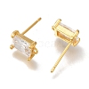 Brass Clear Cubic Zirconia Stud Earrings Finding for Women EJEW-B107-15G-2