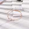 Natural Rose Quartz & Pearl Round Beaded Bangle BJEW-JB08464-02-2