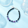 Natural Sodalite & Glass Round Beaded Bracelets for Women BJEW-JB12210-01-1