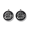 304 Stainless Steel Black Enamel Charms STAS-M102-17P-02-1