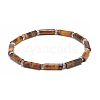 Natural Tiger Eye Column Beaded Stretch Bracelet BJEW-JB08989-04-1