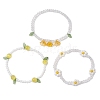 3Pcs 3 Colors Acrylic Charms Bracelets Sets for Women BJEW-TA00577-01-4