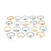 19Pcs 19 Styles Alloy & Resin Cuff Rings/Finger Rings Sets for Women FS-WGA4364-01-5