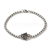 316 Surgical Stainless Steel Box Chain Hamsa Hand Link Bracelets BJEW-Q349-12AS-1