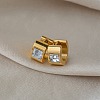 304 Stainless Steel & Clear Cubic Zirconia Chunky Hoop Earrings for Women EJEW-K302-13G-1