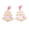 Glitter Star Christmas Tree Acrylic Dangle Stud Earrings EJEW-L203-12A-1