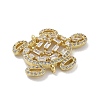 Rack Plating Brass Clear Cubic Zirconia Turtle Connector Charms KK-A234-054G-2