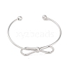 Non-Tarnish Bowknot 304 Stainless Steel Open Cuff Bangles for Women BJEW-Z064-04P-2