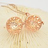 Filigree Brass Round Cage Ball Cage Pendants KK-L095-01RG-NR-3