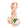 Rack Plating Alloy Green & Pink Enamel European Dangle Charms PALLOY-S189-12RG-1