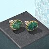 304 Stainless Steel Turquoise Oval Stud Earrings for Women EJEW-R010-01G-03-2