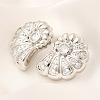 Rack Plating Shell Shape Brass Micro Pave Clear Cubic Zirconia Stud Earrings EJEW-H143-27P-2