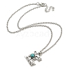 Letter A~Z Antique Silver Plated Alloy with Synthetic Turquoise Pendant Necklaces NJEW-G080-01E-3