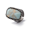 Natural Regalite/Imperial Jasper/Sea Sediment Jasper Oval Open Cuff Ring RJEW-F141-01AS-4