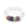 Natural Lava Rock Flat Round & Acrylic Beaded Stretch Bracelet for Women BJEW-JB09253-1