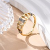 Brass Micro Pave Clear Cubic Zirconia Cuff Finger Rings for Women RJEW-C116-12G-2