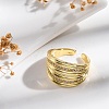 Rack Plating Brass Micro Pave Clear Cubic Zirconia Open Cuff Finger Rings for Women RJEW-M028-92G-3