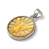 Natural Yellow Shell Carved Moth Pendants KK-D537-04P-01-2