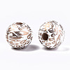 Spray Painted Natural Wooden Beads WOOD-R270-04-2