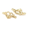 Rack Plating Brass Cubic Zirconia Double Heart Connector Charms KK-C084-32D-G-2