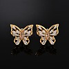 Butterfly Brass Micro Pave Cubic Zirconia Stud Earrings EJEW-B131-07G-02-2