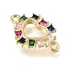 Brass Pave Cubic Zirconia Connector Charms KK-E802-15-3