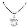 Glass Seed Beads & Shell Pearl Angel Pendant Necklaces NJEW-MZ00051-02-1