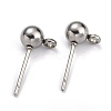 304 Stainless Steel Ball Post Stud Earring Findings STAS-Z035-01P-G-2