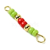 3Pcs Glass Seed Beads & Brass Rondelle Beaded Connector Charms PALLOY-JF03294-04-5