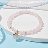 Natural Rose Quartz Round Beaded Stretch Bracelets BJEW-JB09727-03-2