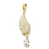 Rack Plating Brass Micro Pave Clear Cubic Zirconia Pendants KK-M309-09G-1