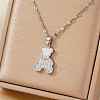 Brass Full Crystal Rhinestone Cute Delicate Bear Pendant Dapped Chain Necklaces for Women SV1086-1-1