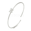 Rack Plating Brass Micro Pave Clear Cubic Zirconia Letter Open Cuff Bangles BJEW-A018-01P-W-1