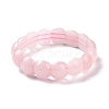 Natural Rose Quartz Half Round Beaded Stretch Bracelet BJEW-P270-01-2