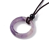 Natural Amethyst Ring Pendant Necklace with Nylon Cord for Women NJEW-F306-02A-1
