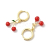 Cherry Brass Enamel Hoop Earrings EJEW-M077-14G-01-2