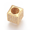 Brass Micro Pave Cubic Zirconia European Beads KK-O106-32G-2